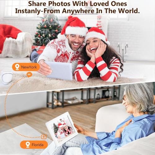 Smart White Digital Picture Frame WiFi Send Photos from Your Phone 16GB Storage 10.1inch 1280x800 IPS Touch Screen Digital Photo Frame Auto-Rotate Wall Mountable Photo Picture Frame Digital