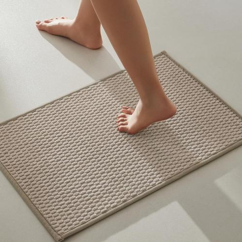 Bathroom Rugs Non Slip Washable, Super Absorbent Thin Bath Mat Small Quick Dry Low Pile Bathroom Rug, Beige 16x24