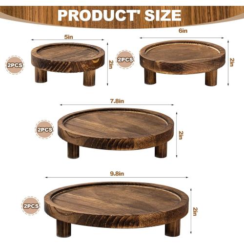 8PCS Wooden Risers for Display Wood Cake Stand for Party Round Food Risers for Buffet Wooden Holder Rustic Riser for Decor Tiered Tray Decor Home Kitchen (Rustic, 8 PCS (10, 8”, 6”, 5”))