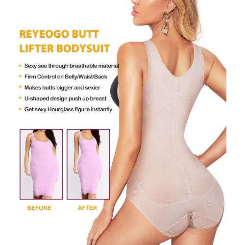 XL REYEOGO Shapewear Bodysuit for Women Tummy Control Butt Lifter Panty Hi-Waist Trainer Stomach Body Shaper Slimming Girdles