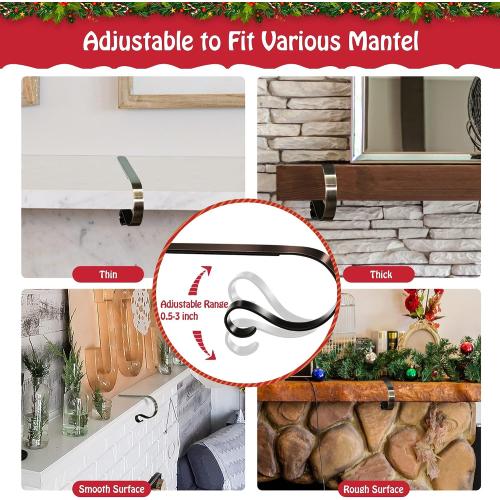 Loncaster Christmas Stocking Holders for Mantle Set of 12, Non-Slip Adjustable Stocking Holders, Stocking Hanger for Christmas Party Decorations(Bronze)