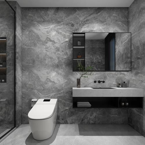 48x354inch Extra Wide Grey Marble Wallpaper Peel Stick Matte Thick Waterproof Adhesive Furniture Sticker Dark Gray Granite Textured Countertop Contact Paper Vinyl Wall Sticker for Bedroom Living Room