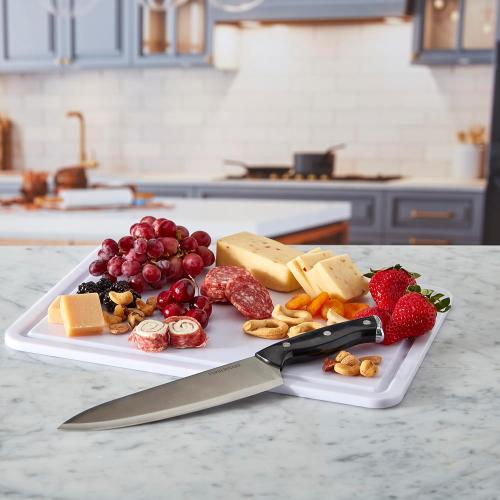 Farberware Large Build-A-Board Snacklebox Serving Tray with Locking Plastic Cutting Board Lid, Portable Storage Container with 11 Compartments for Charcuterie, and More