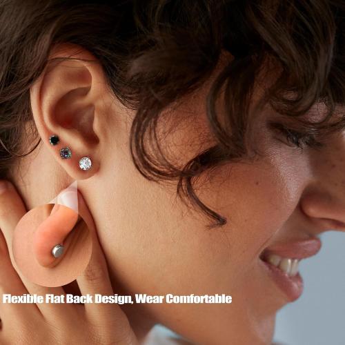 MILACOLATO 5 Pairs Titanium Earrings for Women Men G23 Pure Titanium Earrings for Sensitive Ears Cubic Zirconia Surgical Stainless Steel Flat Back Stud Earrings Hypoallergenic Piercing Sleeper Cartilage Screwback Studs