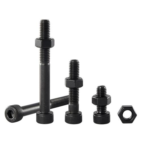 M8-1.25x60 Socket Head Cap Screw and Nut Kit 8set, Grade 12.9 Alloy Steel, Black Oxide Finish, Partially Thread, High Tensile Strength for Automotive, Machinery & Heavy Duty Use