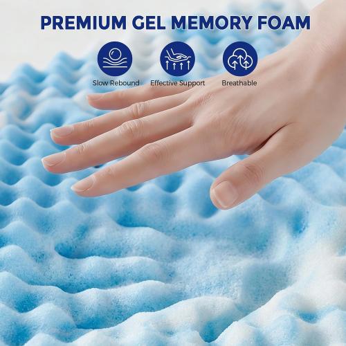 Vipfree King Dual Layer 4 Inch Memory Foam Mattress Topper, Relax Body, Relieve Pain and Aid Sleep - 2 Inch Fluffy Pillow Top King Mattress Topper and 2 Inch Cooling Gel Memory Foam, 2X Support