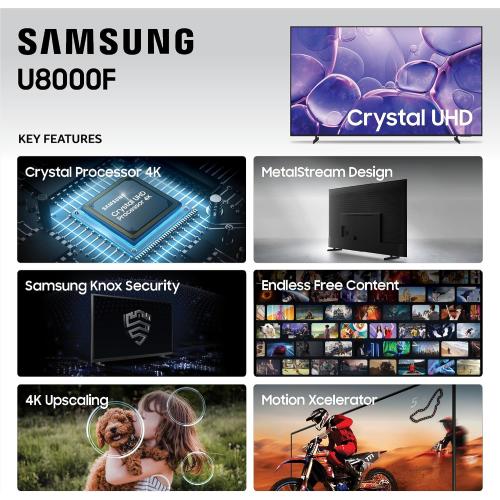 Samsung Size 50-Inch Class Crystal UHD U8000F 4K Smart TV (2025 Model) Endless Free Content, Crystal Processor 4K, MetalStream Design, Knox Security, Alexa Built-in