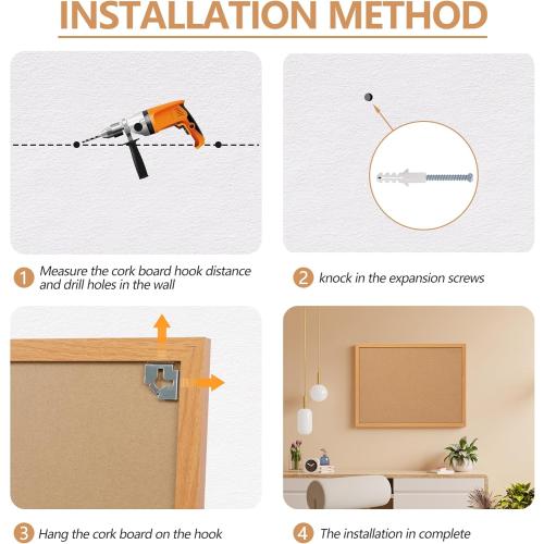 Board2by Cork Board Bulletin Board 18 x 24, Wood Framed Corkboards for Wall Decor, Hanging Office Message Board, Large Wall Mounted Notice Pin Board with 15 Push Pins for School, Home & Office