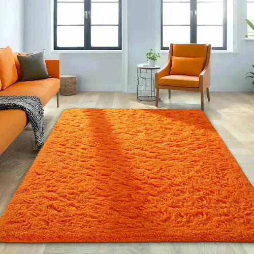 Ophanie Orange Large Rugs for Living Room Bedroom, Fluffy Fuzzy Furry Carpet, Plush Soft Shaggy Bedside Indoor Floor Area Rug for Kids Girls Boys Baby Teen Dorm Nursery Home Decor Aesthetic