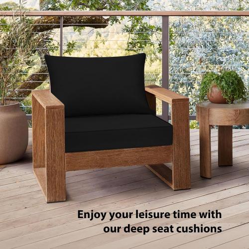 Outdoor Chair Cushions 19X19,Patio Furniture Cushions with Removable Cover, Outdoor Deep Seat Cushion Set with Ties and Handle, Waterproof Outdoor Cushions for Chair Sofa Couch, Black