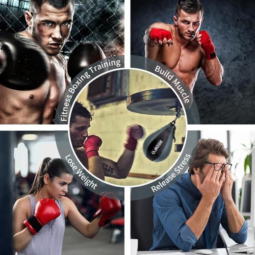 Boxing Speed Bag - PU Leather Speed Punching Ball for Boxing, MMA Training Speed Ball Reflex Ball Boxing Equipment, Punching Bag Workout Kicking Training Home Gym Exercise Speed Ball