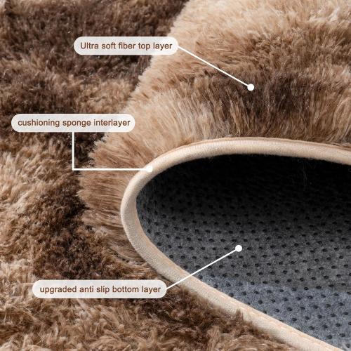 Large Area Rugs 9x12 Living Room, Ultra Fluffy Fuzzy Shag Rug for Bedroom, Modern Plush Soft High Pile Upgrade Non-Slip Carpet for Kids Girls and Boys Room Decor, Tie-Dyed Brown