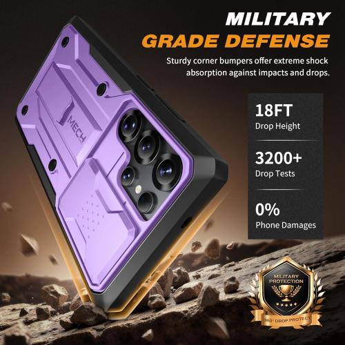 TONGATE for Samsung Galaxy S25 Ultra Case, [with Privacy Screen Protector & Slide Camera Cover] [2 Front Frames] Full-Body Heavy Duty S25 Ultra Case with Stand & Belt Clip Holster, Purple Privacy