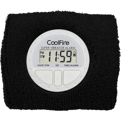 Coolfire Vibrating Alarm Clock - Silent Alarm Wristband Vibrating Alarm Watch. Silent Wrist Shock Alarm Clock. Vibration Alarm Bracelet Deep Sleeper & Vibrate Alarm (Black) (Blue) (Black)