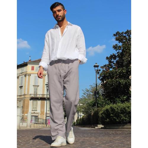 COOFANDY Men's Linen Pant Elastic Waist Linen Pants Drawstring Summer Beach Pant 3XL