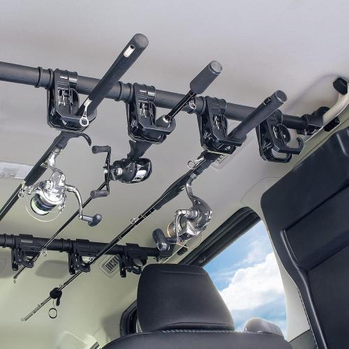 LITTLEMOLE Car Fishing 4 Rod Holder Adjustable 35 to 57 Inch, Heavy Duty Vehicle Fishing Pole Rack for SUV, Wagons, Van
