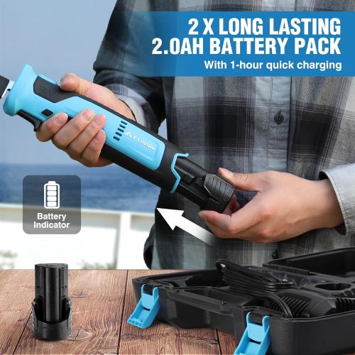 FLISSA Cordless Electric Fillet Knife for Fish with 8 and 10 Stainless Steel Blades, 12V Rechargeable Electric Knife with Non-Slip Handle, 2 Packs Long Lasting Lithium-ion Battery, Portable Carry Case