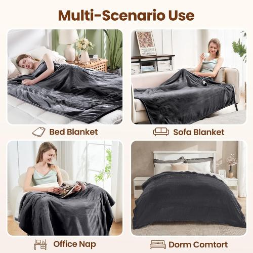 Electric Heated Blanket Throw 50x60, 8 Heat leavls and 1-8H Auto Off