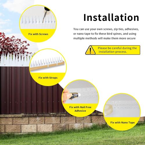 Bird Spikes, Clear,6 Pcs,Pigeon Spikes for Outdoor,Keep Birds Squirrel Raccoon Away for Outside, Patio, Plastic Fences Spikes, 6.5FT