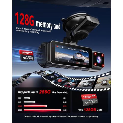 4K Dash Cam Front and Rear, Night Vision, WDR, Free Card Included | 2K Rear Dash Camera for Cars, 170° Wide Angle, 5.8G/2.4G Wi-Fi, Built-in GPS, G-Sensor Emergency Lock, 24H Parking Monitor