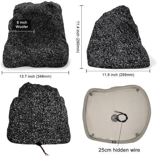 STUDIOFINIX Outdoor Rock Speakers Waterproof, 600 Watt 8 Inch Superior Timbre IPX7 Weatherproof Design for Garden,Patio,Pool,Deck,BBQ (Pair)