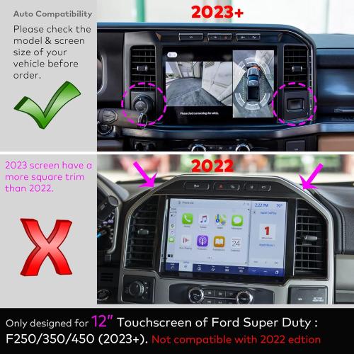 for 2023 2024 2025 Ford Super Duty F250 F350 F450 Tempered Glass Screen Protector 12 Touchscreen SuperDuty F-250 F-350 F-450 Anti Glare (Matte)