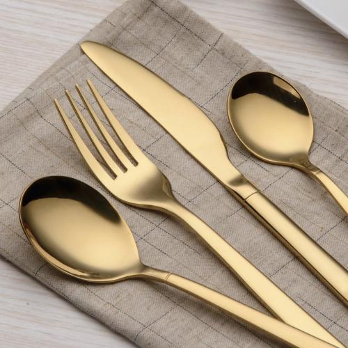 20 Piece Flatware Set, 20 Pieces Golden Silverware Set, Golden Cutlery Set, Service for 4 (shiny Gold)