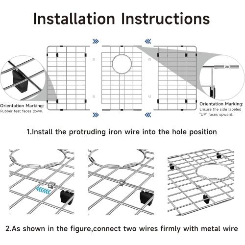 Size 18 Color Silver Sink Grid Protector, 18 Bottom Sink Grates, Sink Protector with Corner Radius, Kitchen Sink Protector Center Drain Hole, Sink Steel Bottom Grid -18L X 13.4W