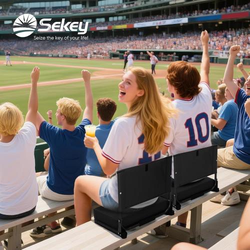 Stadium Seats with Back Support - Padded Portable Bleacher Seat with Handle Shoulder Strap - 18.4in Wide Bleacher Chair with Back and Cushion for Sports & Outdoor Events