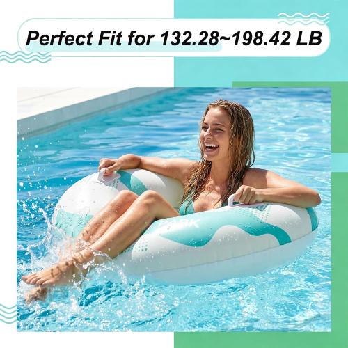 2 Pack Pool Floats for Kids & Adults Built-in Press Pump Inflatable Swim Rings with Handles, Water Tubes for Summer Beach Party Pool