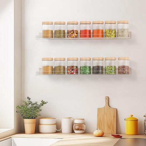 36 Inches Clear Acrylic Floating Shelves Wall, Bookshelf for Kids, Nursery Book Shelves, Magazine Rack, Picture Ledge Shelf for Photo Frames Vinyl Records, Pack of 8