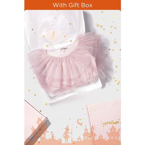 Pink Tutu Dress for Girls - Embroidered Tulle Tiered Layered Flower Toddler Dress for Wedding & Birthday