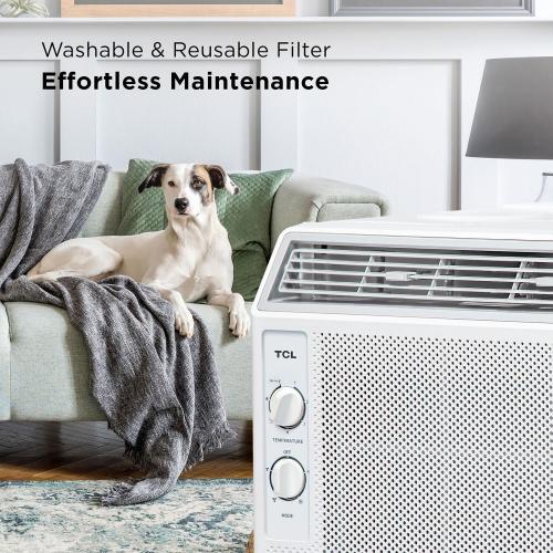 TCL 5,000 BTU Window Air Conditioner, 150 Sq. Ft., Easy-to-Use, Reusable Filter, Compact Design - H5W33M