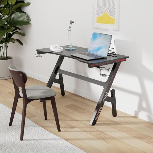 FDW Computer Desk,Gaming Desk 45.2 inches Student PC Desk Writing Desk Office Desk Extra Large Modern Ergonomic Racing Style Table Workstation Carbon Fiber Cup Holder Headphone Hook