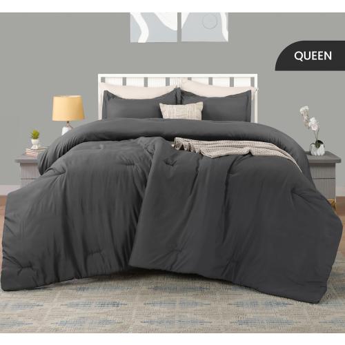 Utopia Bedding Queen Comforter Set Grey, Comforters Queen Size 3 Pieces Bedding Comforters Sets, Down Alternative Soft Bed Set, 1 Comforter (88 x 88 inches) 2 Pillow Shams (20 x 26 inches)