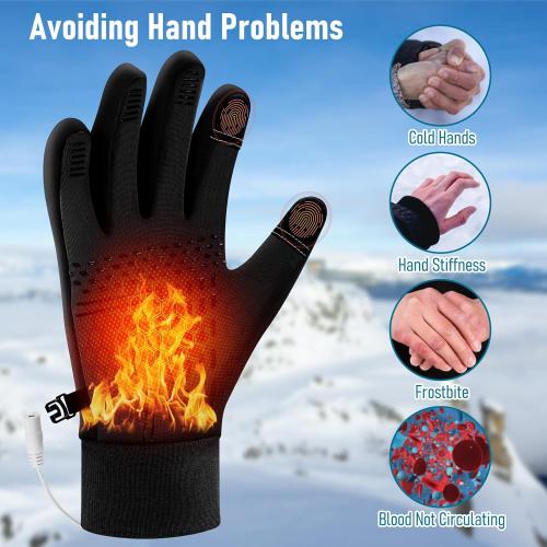 Heated Gloves for Men Women, Continuous USB Power Full Finger Hand Warmers 3 Levels Temperature Thermal Heated Mittens Double-Sided Heating Winter Gifts for Outdoor Skiing Cycling Hiking