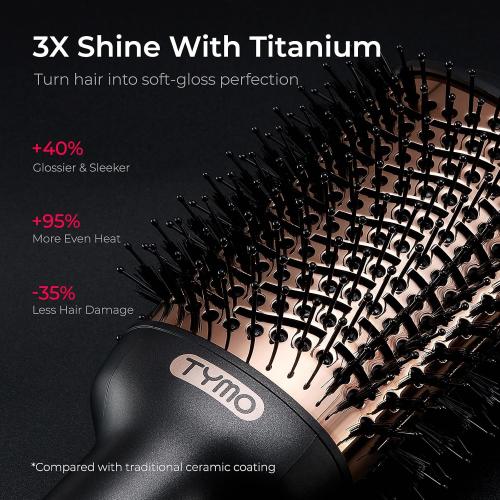 TYMO Hair Dryer Brush Blow Dryer Brush in One, 4 in 1 Ionic Hairdryer and Styler Volumizer with Oval Titanium Barrel, Hot Air Straightener for Smooth Frizz-Free Blowout, Gold, 2.85 Inch