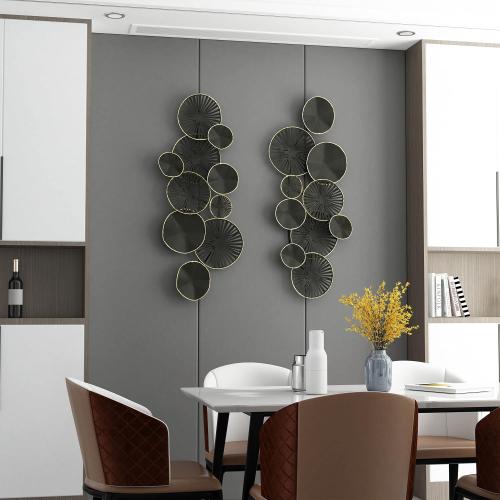 Kaydence, Black and Gold Round Metal Wall Décor, 46 x 22 Wall Art for Living Room, Bedroom, Dining Room, Hallway, Office