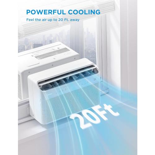 Midea 8,000 BTU U Shaped Smart Inverter Window Air Conditioner - Cools 350 Sq Ft, Ultra Quiet with Open Window Flexibility - Alexa/Google Assistant Compatible - 37% Energy Savings, Remote (Updated)