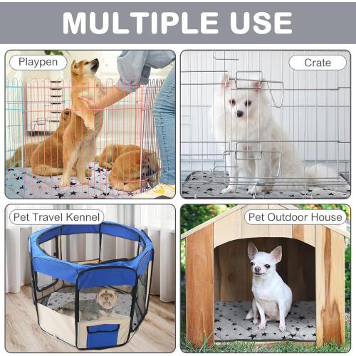 Namalu 4 Pack Self Warming Cat Bed Self Heating Cat Mat Star Pattern Soft Dog Crate Pad Thermal Pet Mat Anti Slip Kennel Dog Washable Warming Bed for Outdoor Indoor(18 x 18 Inch,Gray)