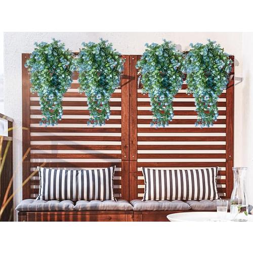 Lakiyfye Vine Plant Fake 4 Pcs Ferns Artificial Plants Large Faux Hanging Plant Artificial Hanging Plants Wall Plants Fake Ivy Room Decor Home Garden Wedding Party Indoor Outdoor Decorations(Blue)