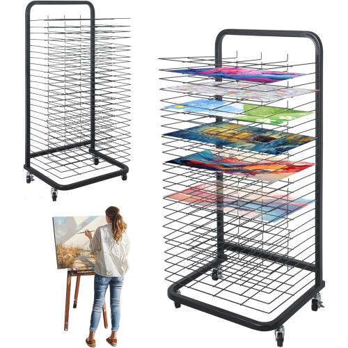 32.22 x 14.6 x 17.3 inch Black 25 Removable Shelves, Art Drying Rack for Classroom,Art Storage Rack,Drying Rack Art,Art Canvas Storage,Art Rack,Painting Drying Rack,Mobile, Sturdy Metal,Sizes 32.22 x 14.6 x 17.3 inch