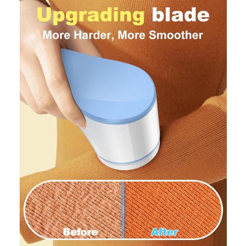 Fabric Shaver, Lint Remover for Clothes, Effectively and Quickly Remove Pills, Sweater Shaver with Stainless Steel 3-Leaf Blades and Safety Lock Protection.(Blue & White)