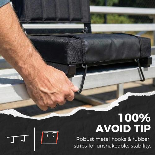 SPORT BEATS Stadium Seats with Back Support Bleacher Chairs with Back and Cushion Thick Padded Bleacher Seats Includes Shoulder Strap Black 1pc Regular - 17 W x 12 D x 16.5 H