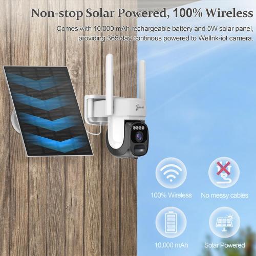 4G LTE Solar Cellular Security Camera, U.S. Local SIM&SD Card Included, No WiFi Needed, 2K Live Video, 360° Full View, Color Night Vision, PIR Motion Sensor, Flashlight&Siren Alerts