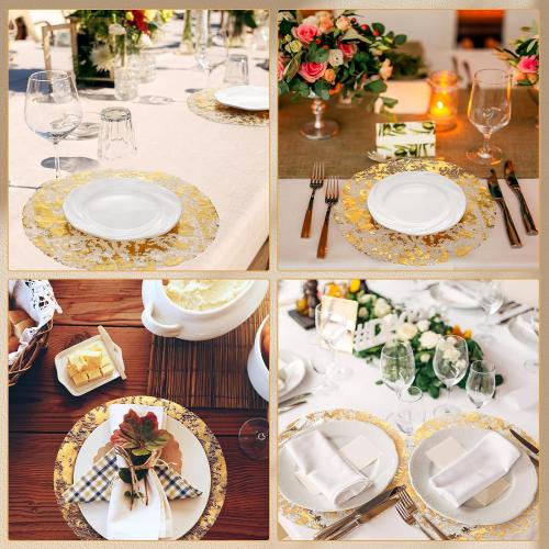 50 Pcs Disposable Gold Placemats 13 Inch Round Foil Mesh