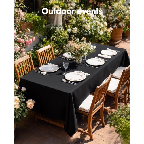 Pureegg Rectangle Table Cloth 60 x 84 – Durable Polyester Tablecloth Offers Reusable & Washable Protection, Ideal for Outdoor Party, Picnic, Wedding, Banquet and Birthday, 1 Pack, Black