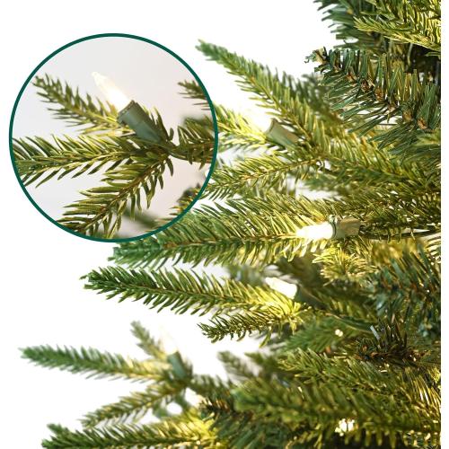 6.5ft Prelit Artificial Christmas Tree with 2368 PE PVC Tips, Premium Pre-Lit Holiday Xmas Tree with 300 UL Incandescent Lights, Metal Hinges & Foldable Base for Home Office Party, Green