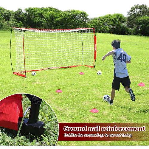 Storgem Soccer Goal,Soccer Net,Soccer Goals for Backyard,with Bow Frame,Collapsible Metal Base and 15 Training Cones