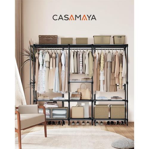 Clothes Rack, Portable Closet, 71.7 Inch Large Capacity Wardrobe Closet, Clothes Storage Organizer with Shelves and 3 Hanging Rods, Easy to Assembly, Black PCT035B01